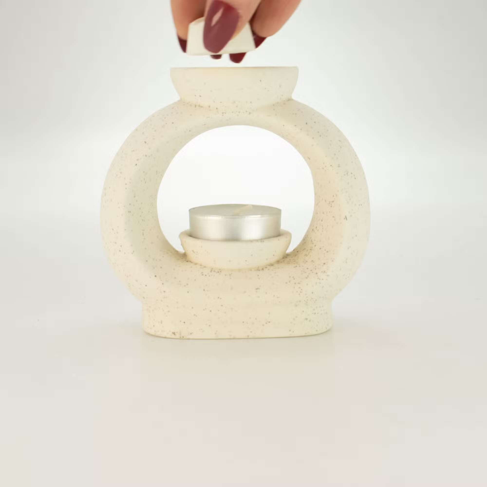 Arzător Ceramic pentru Uleiuri și Ceară, Model Piatră Ovală