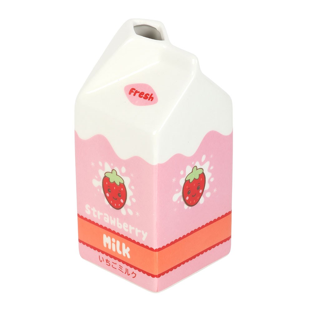 Vază din Ceramică - Cutie de Lapte de Căpșuni Kawaii