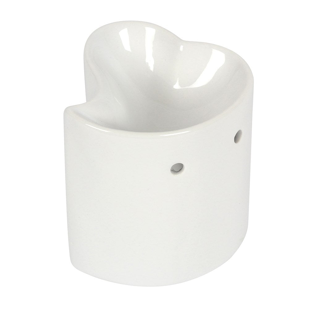 Arzător de Ulei din Ceramică Alb - Formă de Inimă