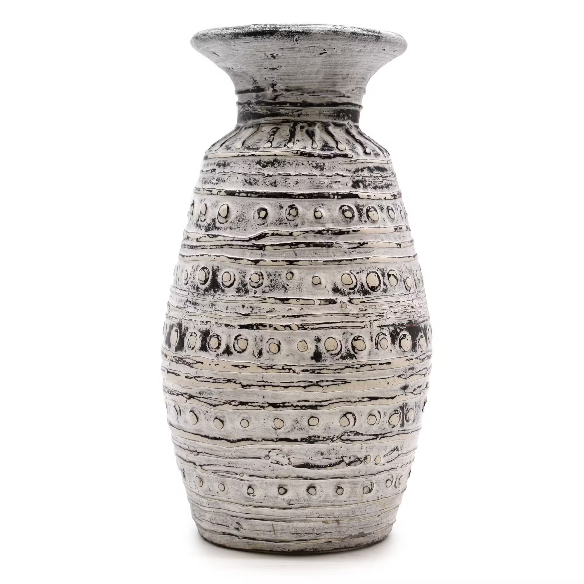 Vază Ceramică de Masă Lombok Crem cu Modele Contemporane, Pictată Manual