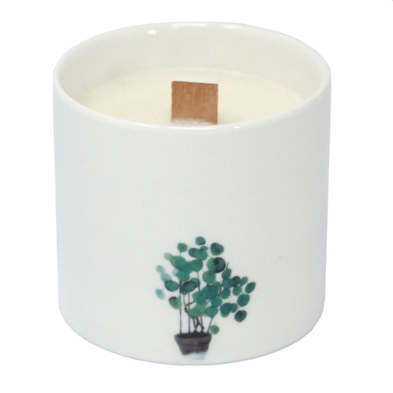 Lumânare Botanică Mare din Ceară de Soia în Recipient de Ceramică - Bujor