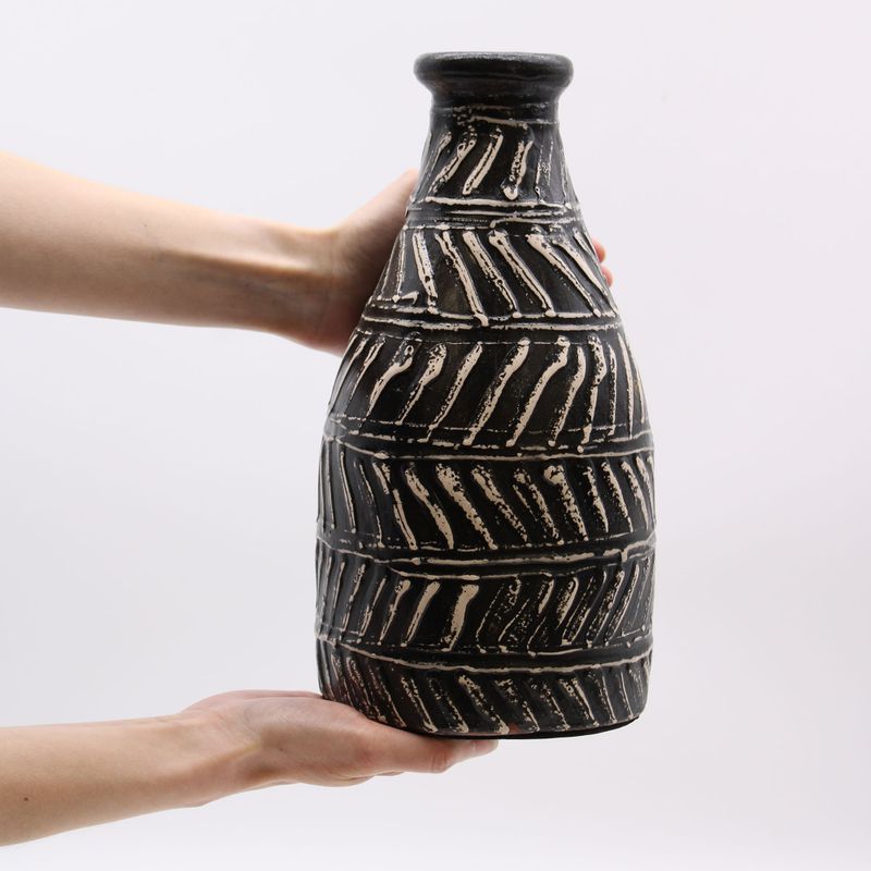 Vază din Ceramică - Motiv Grecesc, Conic - Ciocolată