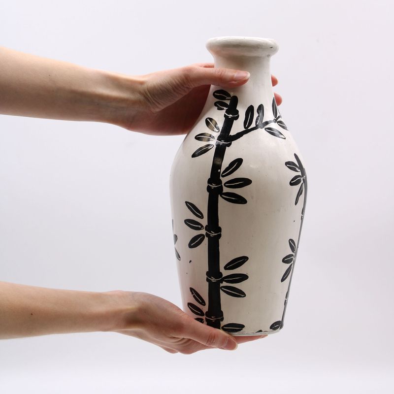 Vază din Ceramică - Motiv Bambus - Natural