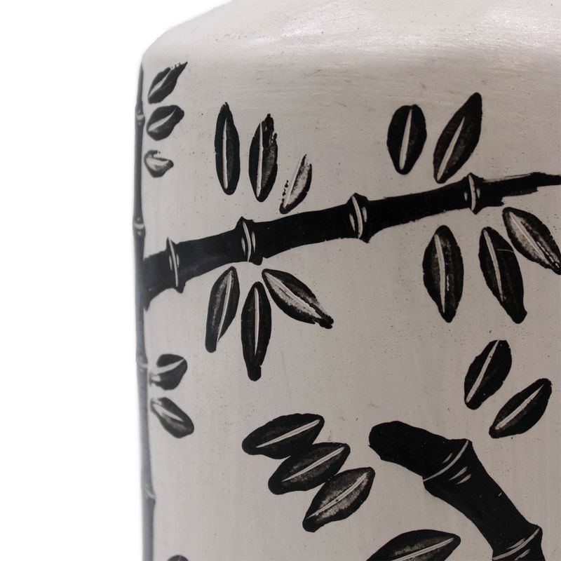 Vază din Ceramică - Motiv Bambus, Pătrat - Natural