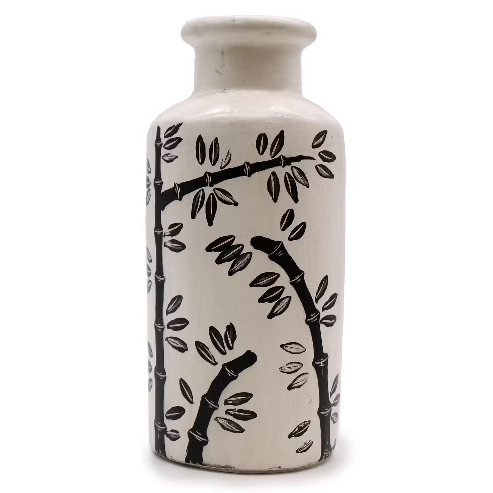 Vază din Ceramică - Motiv Bambus, Pătrat, Natural