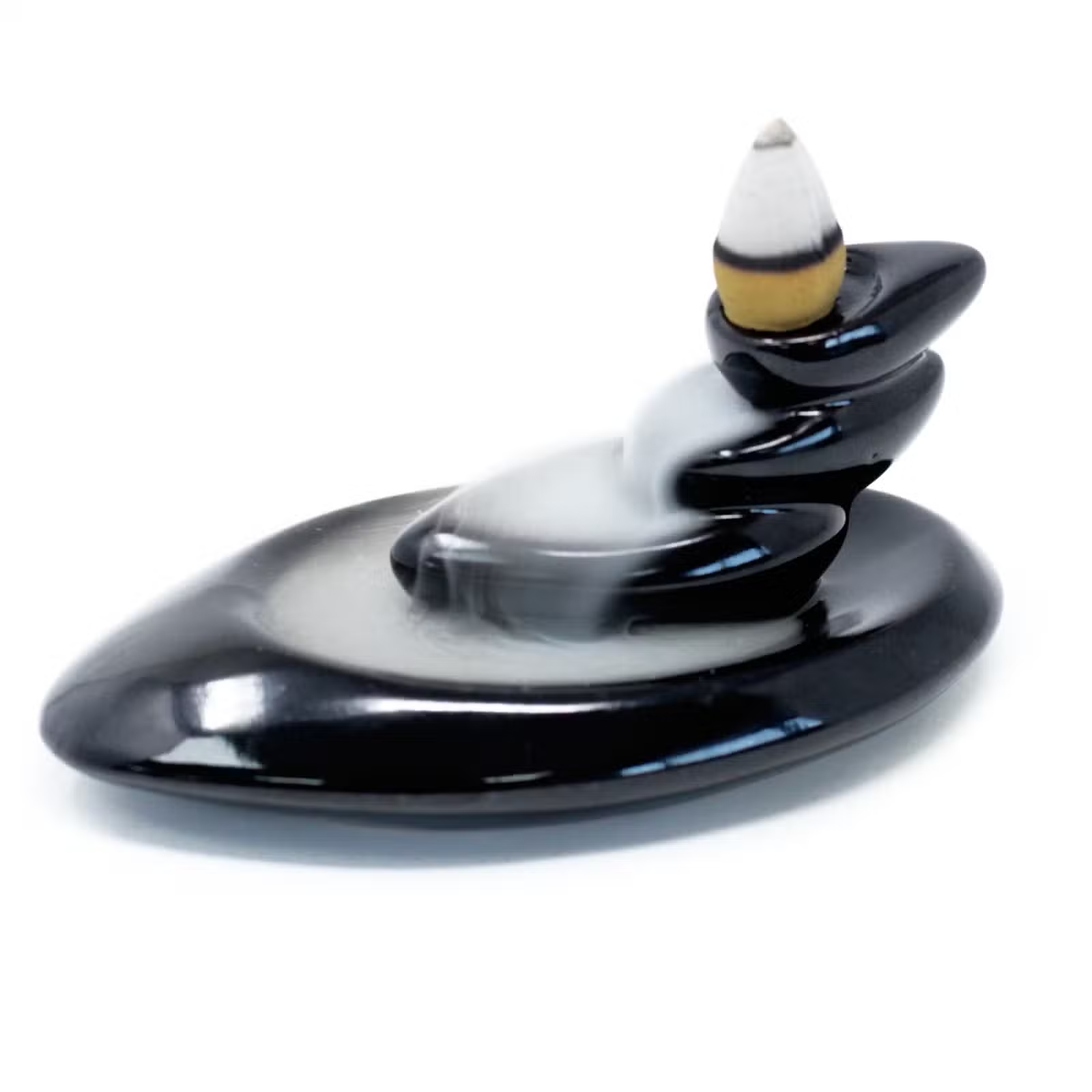 Suport pentru Conuri Parfumate Fum Curgător din Ceramică - Pietre Mici