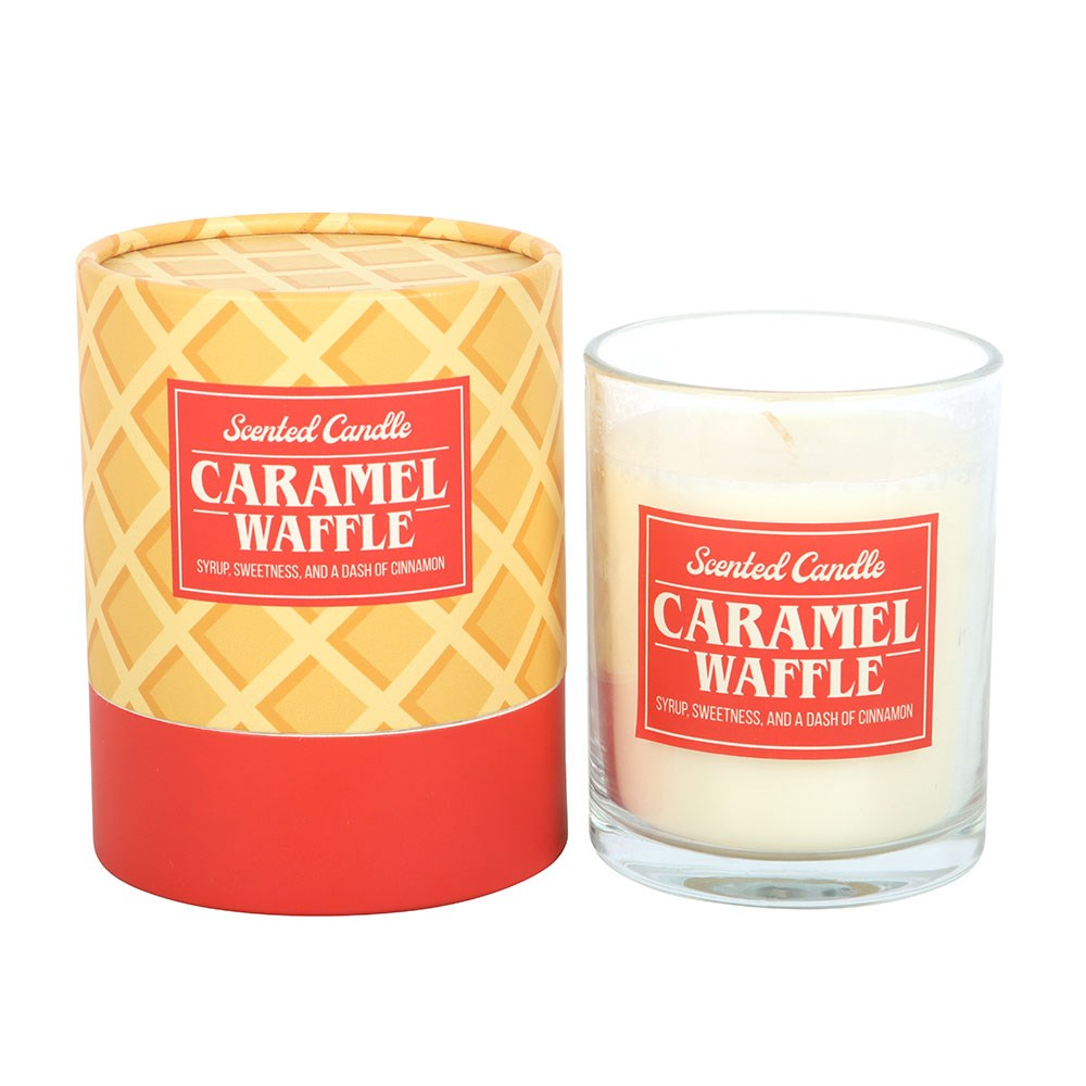 Lumânare Parfumată Premium cu Aromă de Vafe cu Caramel și Scorțișoară, Timp Ardere 40h