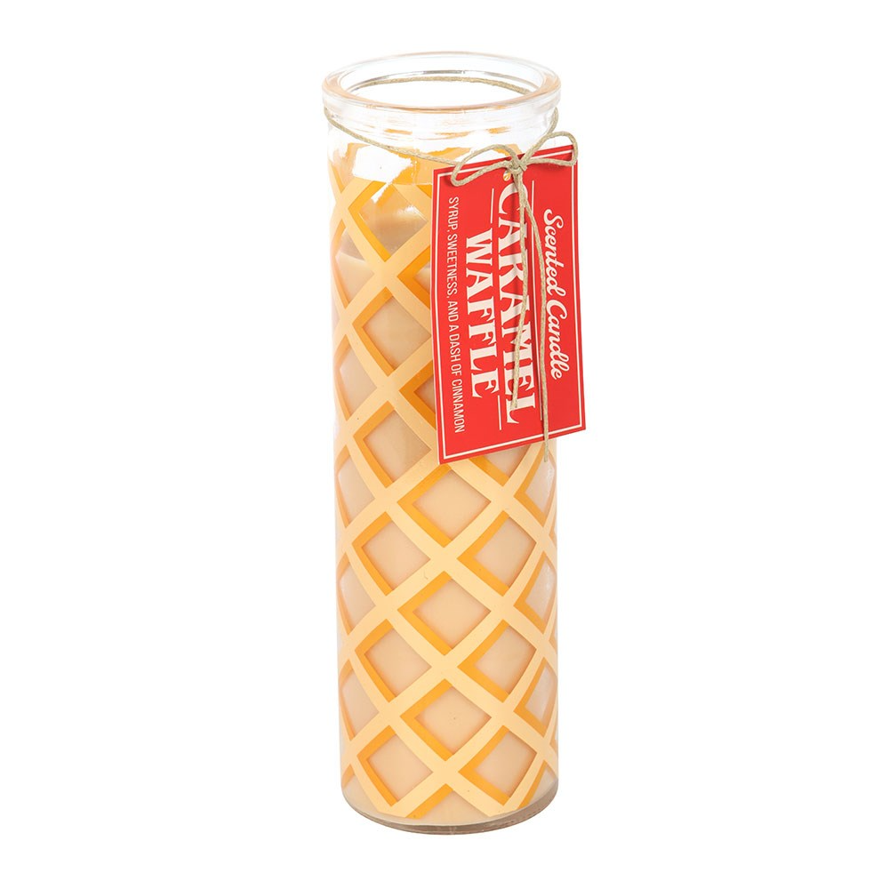 Lumânare Parfumată Premium Tip Pilon cu Aromă de Vafe cu Caramel, Timp Ardere 55h