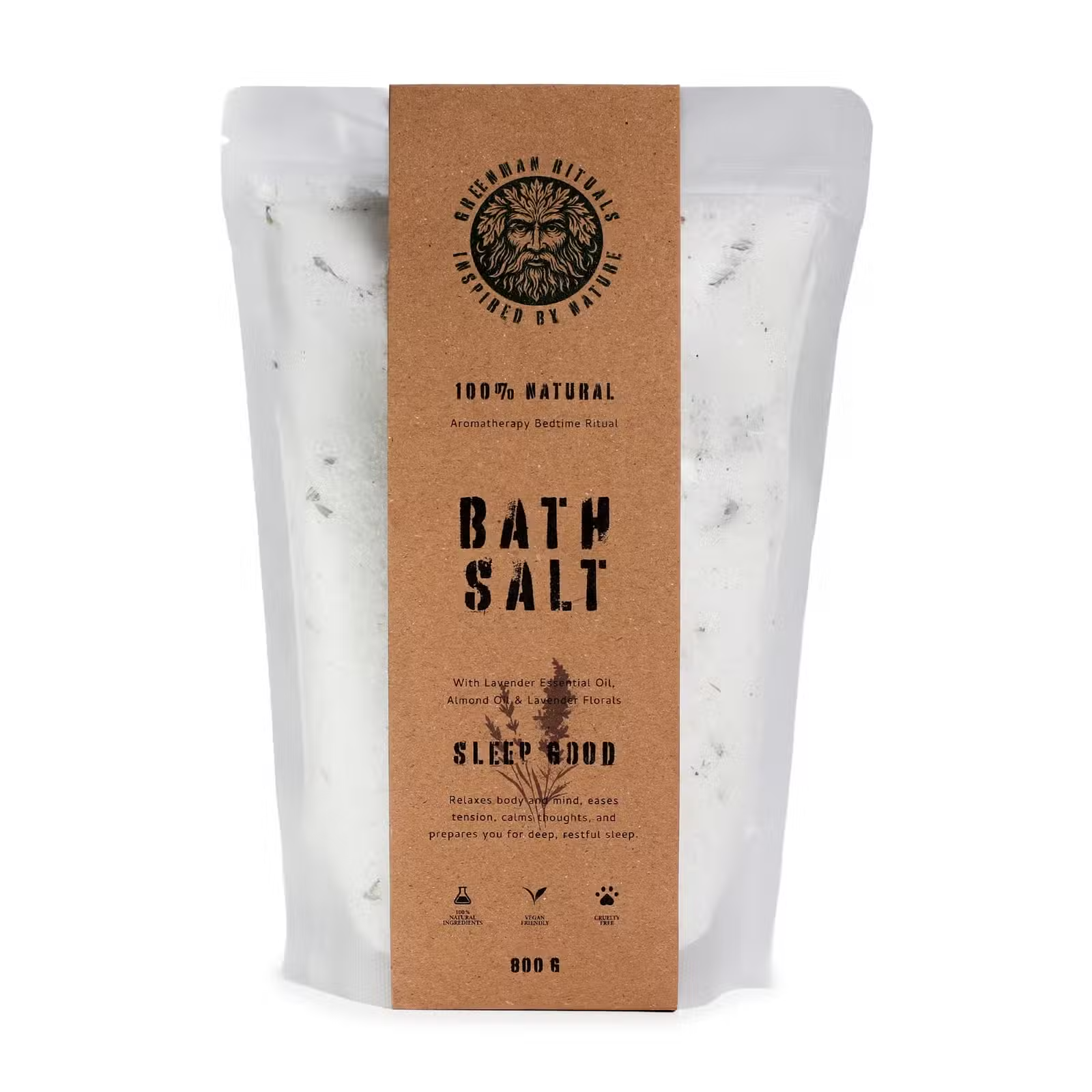 Sare de Baie Epsom Aromaterapie cu Lavandă Greenman Rituals - Sleep Good, 800g