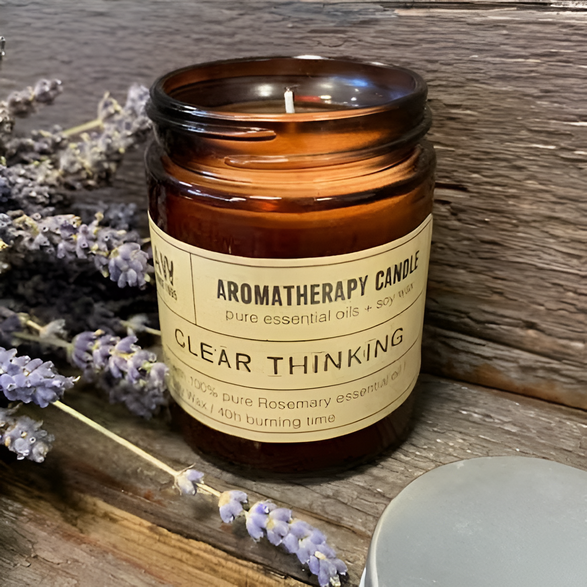 Lumânare de Aromaterapie din Ceară cu Ulei Esențial de Rozmarin, 200g