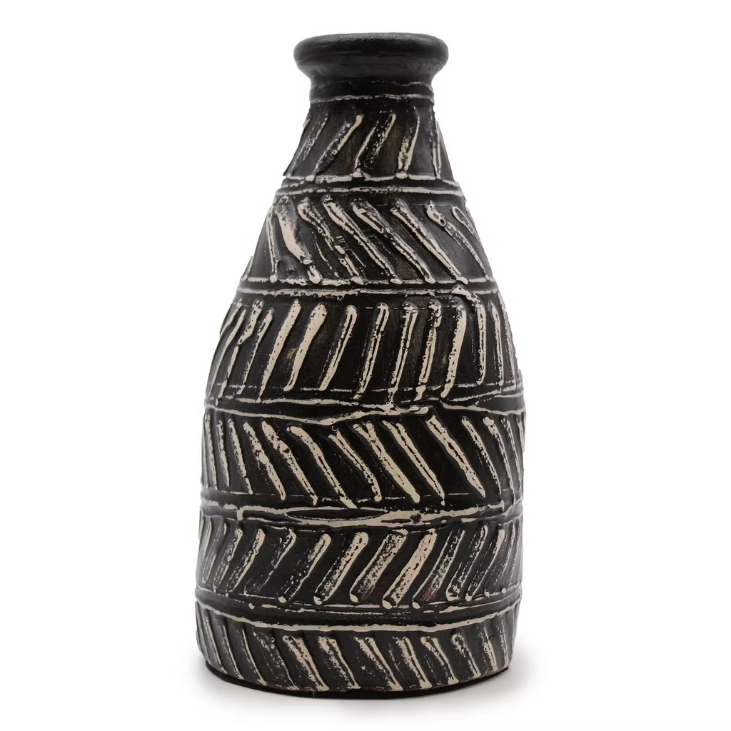 Vază din Ceramică - Motiv Grecesc, Conic, Ciocolată
