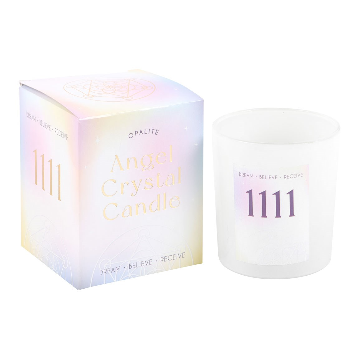 Lumânare Parfumată Ingerilor 1111 cu Cristale Opalit, Lavandă și Patchouli