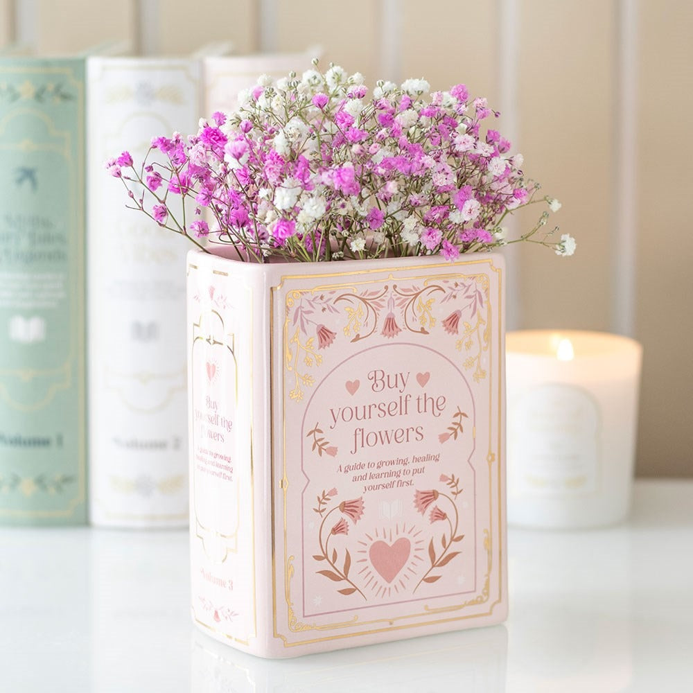 Vază ceramică în formă de carte – Roz