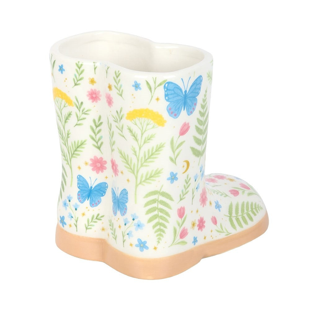 Ghiveci ceramic în formă de cizmă – Imprimeu floral Luna Bloom
